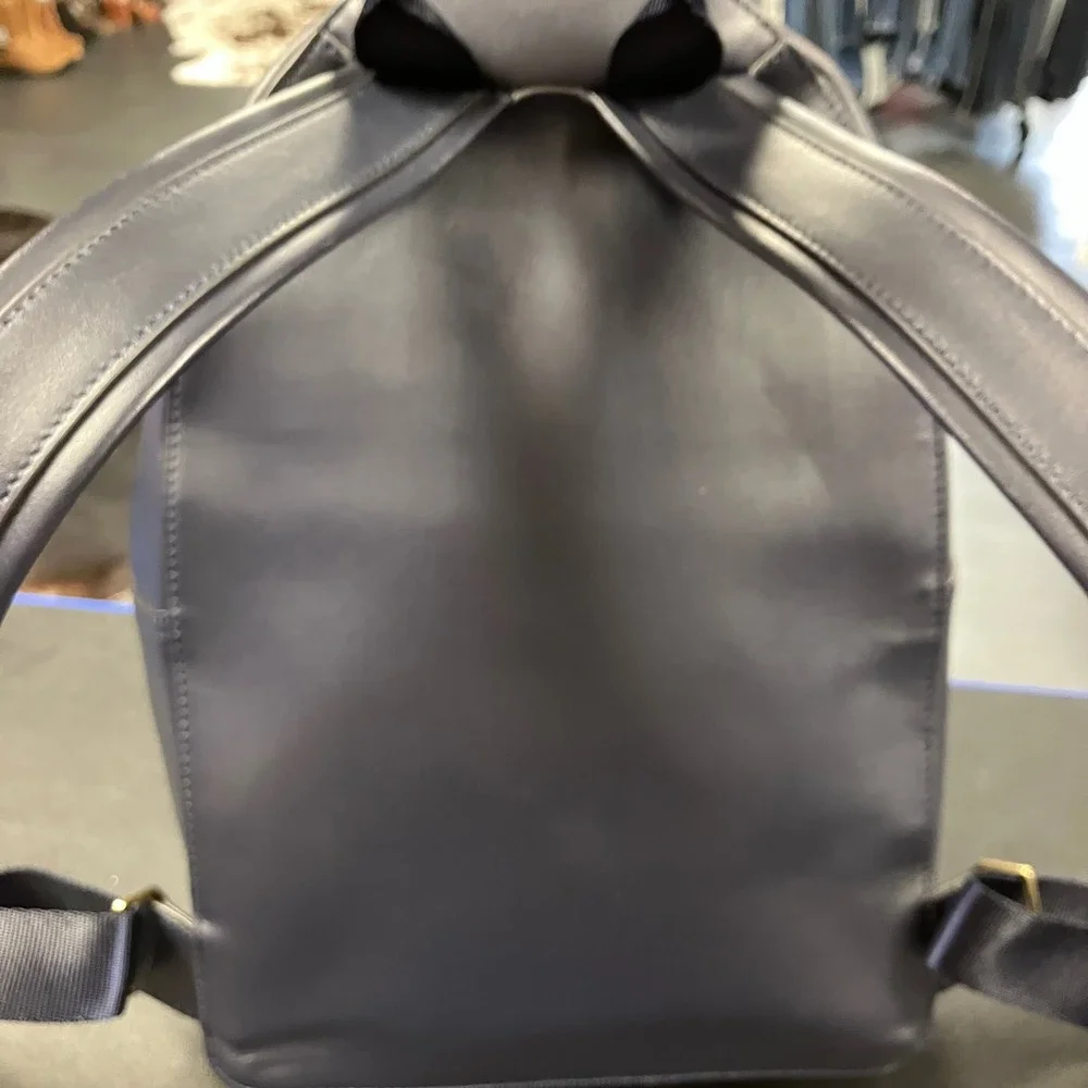 Anya Hindmarch Wink Smiley Face Navy Blue Leather Backpack Gold Hardware